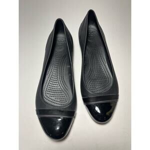 Crocs Mary Jane Slip-On Flats Shoes 10 Black Casual Career Non Skid